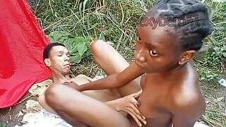 Adaobi caught pissing in a farm land and got her pussy punished by areaboy BBC