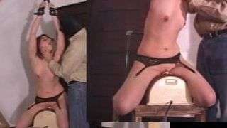 Blond slave girl rides sybian