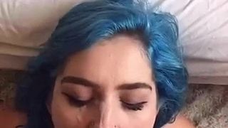 Blue Hair Emo Gets Banged