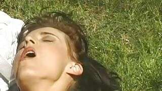 Brunette German whore fucking on a beautiful day outdoors