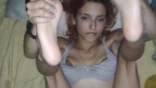 Cum shower on skinny teen after playing with her pussy