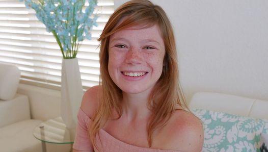 Cute Teen Redhead With Freckles Orgasms During Casting POV
