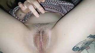 FuckMe! Bitch 18 years old masturbation to female orgasm alone at home and horny