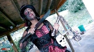 Halloween Video with the Superb Young Colombian Black Girl Paris