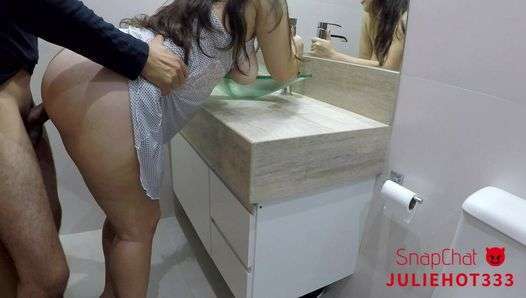 Having sex with a hot friend with a big ass in the bathroom JulieHot33