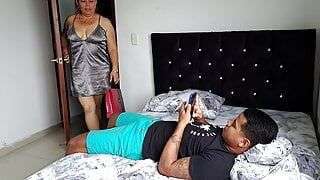 I give my stepson a nice present for his birthday. A good cock blowjob