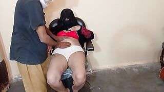 Indian girl chair doggy style sex.