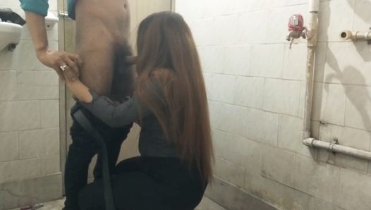 Office staff sexy lady fucking with her boss in bathroom