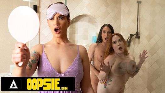 OOPSIE – Trans Khloe Kay is caught by Wife Siri Dahl During Sneaky Sex in the Shower! HARD THREESOME