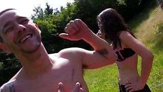 Public – Mia Moore with natural tits fucked