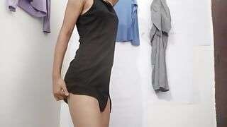 secretary strips naked in front of the camera!