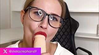 Sexy secretary flirts and masturbates in front of you