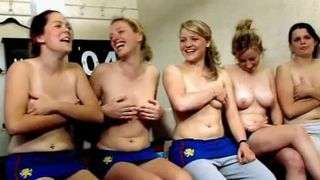 Sports team examines their breasts