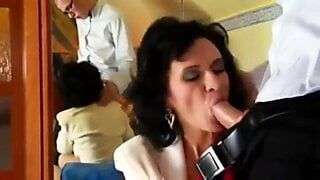 Step Mom In Red Lingerie & Stockings Enjoys A Young Cock Anal