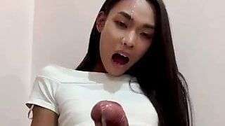 Thai Fembaby shoots load across her face