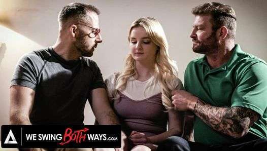 WE SWING BOTH WAYS – Hot Blonde Has Double Vaginal Penetration During Rough Bisexual Threesome