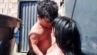 We went up to the terrace of the house because we heard a drip of water coming from the roof