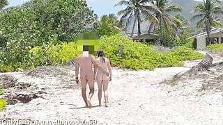 Wife fucks a random fit guy on nudist beach while hubby is recording, Slut wife getting fucked on nudist beach by stranger,