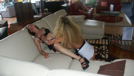 2 MILFS Gangbang at Furniture Store