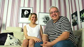 Blonde german milf opens her pussy desperate to be penetrated by two big cocks while being filmed in pov inside the room