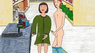 Buck flashes Miss Wong horny Asian granny at the shop