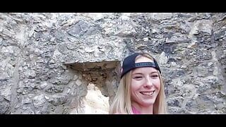 Caught! recognized by strangers while hiking in the mountains! Now I’m already fucking in a castle!