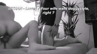 Cuckold watches wife fucking in front