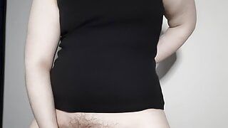 dildoing my hairy pussy standing up