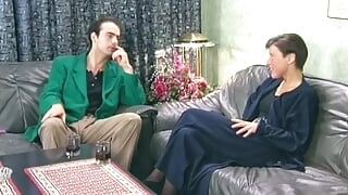 Excellent German woman loves cum all over her natural boobies