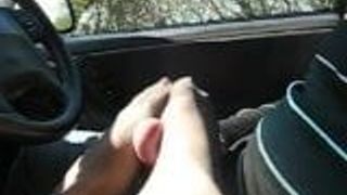 Footjob in the car