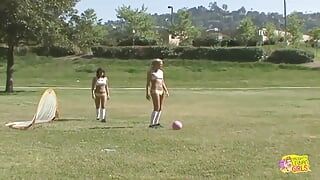 Hot Athletic Chicks Cool off in the Pool Before Licking Each Others Cunts