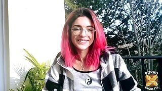 Leila enjoys her first threesome with two men