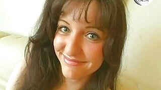 Sexy German babe eating all the cum after a great masturbation