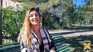 Stella, insatiable brunette, fucks a guy with her girlfriends