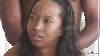 Such a beautiful black babe is rarely seen and she knows how to swallow cum