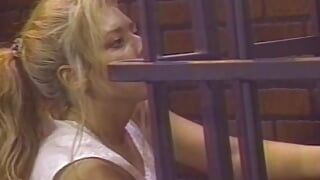 Superb blonde slut is tied up and ready for action