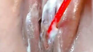 Tight virgin pussy squirt masturbation