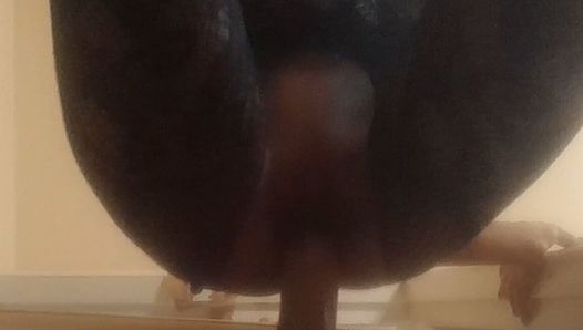 Wearing High Heels and Catsuit and Taking a Cock Down My Mouth and Pussy in Gloryhole