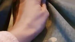 Wife pulls back foreskin and teases dick after work