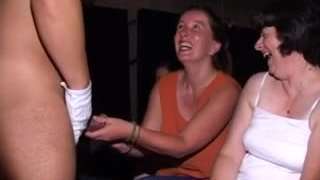 Women out of control at a british Male Strip party