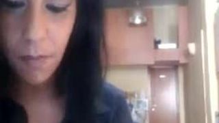 Boss cum on her boobs at work