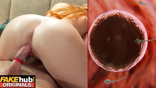 FAKEhub Redhead MILF makes him cum so hard the condom explodes impregnating her with a creampie