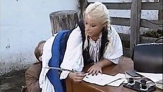 Hungarian Blonde Big saggy Tits Assfucked in Barn