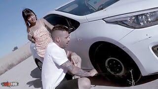 Kevin White Broken Down on the Road Fucks Michy Perez a Delicious Little South American Girl
