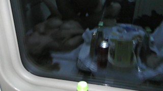 Picked up a girl with big boobs and fucked her right on the train! Stuffed pussy ( cream pie )