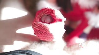 SadMiss, the petit asian bitch, drains off her mate in a snow maid garment for the new yr in this messy asian porn