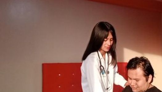 The doctor sucks my dick and I end up fucking her