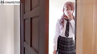 Peeking at a stepmother and stepdad having sex creampie and cumming after being found out feels exciting