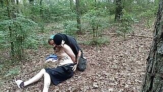 Raveged in the woods.