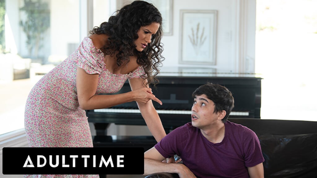 ADULT TIME – Stepmommy Penny Barber Teaches Stepson Ricky Spanish A Lesson About Looking At Nudes!